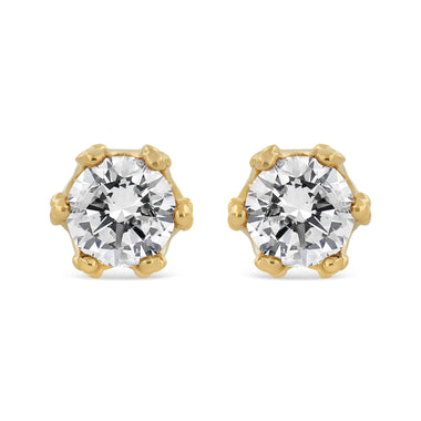 14K White Gold 1/2 Cttw Round Diamond Crown Stud Earring (I-J Color, I1-I2 Clarity)