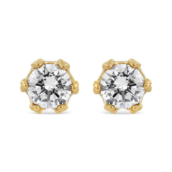 14K White Gold 1/2 Cttw Round Diamond Crown Stud Earring (I-J Color, I1-I2 Clarity)