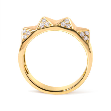 14K Yellow Gold 1/4 Cttw White Diamond Pyramid Band Ring (G-H Color, SI1-SI2 Clarity)- Size 7 - 0