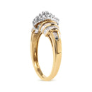 10K Yellow Gold 1/2 Cttw Diamond Pear Shaped Head and Multi Row Channel Set  Shank Ring (H-I Color, SI2-I1 Clarity) - Ring Size 7-3