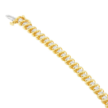 14K Yellow Gold Round Cut Diamond Spiral Link Bracelet (3.00 cttw, H-I Color, SI2-I1 Clarity) - 0