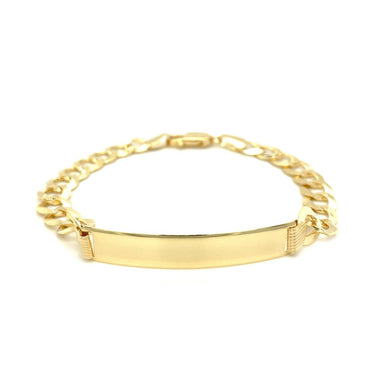 14k Yellow Gold 8 1/2 inch Mens Curb Chain ID Bracelet - 0