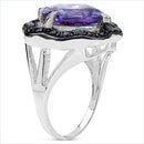 6.09 Carat Genuine Amethyst & Black Spinel .925 Sterling Silver Ring-3