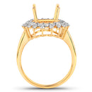 0.79 Carat Genuine White Diamond 14K Yellow Gold Semi Mount Ring - holds 11x9mm Oval Gemstone-3