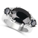 8.62 Carat Genuine Black Sapphire & White Topaz .925 Sterling Silver Ring-2