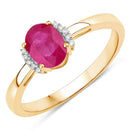 0.88 Carat Genuine Johnson Ruby and White Diamond 14K Yellow Gold Ring-1