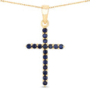 0.60 Carat Genuine Blue Sapphire 14K Yellow Gold Pendant-1
