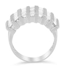 .925 Sterling Silver 1.0 Cttw Baguette Cut Diamond Vertical Channel Fluted Multi-Row Unisex Fashion Wedding Ring (H-I Color, I1-I2 Clarity) - Size 6-3/4-2