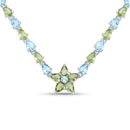 29.48 Carat Genuine Blue Topaz and Peridot .925 Sterling Silver Necklace-1