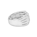 .925 Sterling Silver Diamond Accent Miracle-Set 9 Stone Ridged Band Gentlemen's Fashion Ring (I-J Color, I3 Clarity) - Size 10-2