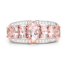 2.15 Carat Genuine Morganite and White Diamond .925 Sterling Silver Ring-3