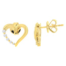 14K Yellow Gold 1/8 Cttw Diamond Journey Heart Hoop Earrings (K-L Color, I1-I2 Clarity)-2