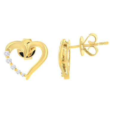 14K Yellow Gold 1/8 Cttw Diamond Journey Heart Hoop Earrings (K-L Color, I1-I2 Clarity) - 0