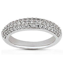 14k White Gold Triple Multi-Row Micro- Pave Diamond Wedding Ring Band-1