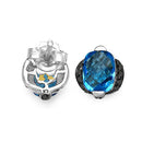 3.74 Carat Genuine Blue Topaz & Black Diamond .925 Sterling Silver Earrings-3