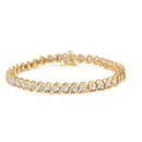 10K Yellow Gold 3 cttw Round-Cut Diamond Spiral Link 7.50" Bracelet (I-J Color, I1-I2 Clarity)-1