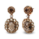 18K Rose Gold Diamond Accent and  Lemon and Oval Smoky Color Quartz Gemstone Dangle Drop Earring (G-H Color, SI1-SI2 Clarity)-2