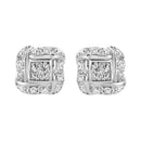 .925 Sterling Silver Round-Cut Diamond Accent Swirl Square Knot Stud Earrings (H-I Color, I2-I3 Clarity)-1