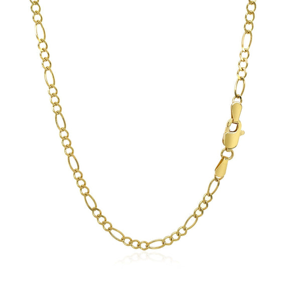 3.0mm 10k Yellow Gold Solid Figaro Chain