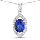 2.44 Carat Genuine Tanzanite and White Diamond 14K White Gold Pendant-1