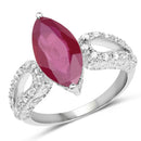 3.56 Carat Genuine Glass Filled Ruby and White Topaz .925 Sterling Silver Ring-1