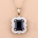 4.07 Carat Genuine Iolite and White Diamond 14K Yellow Gold Pendant-4