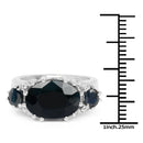 8.62 Carat Genuine Black Sapphire & White Topaz .925 Sterling Silver Ring-3