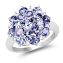 3.37 Carat Genuine Tanzanite and White Topaz .925 Sterling Silver Ring-1
