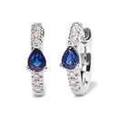 10K White Gold Pear Shaped Blue Sapphire and 1/10 Cttw Diamond Huggy Hoop Earrings (H-I Color, I1-I2 Clarity)-2