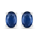 0.96 Carat Genuine Blue Sapphire 14K White Gold Earrings-1