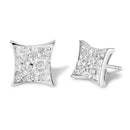.925 Sterling Silver 3/4 Cttw Diamond Composite Curved Square Stud Earring (I-J Color, I3 Clarity)-2