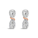 10K White and Rose Gold 1/3 Cttw Diamond Infinite and Ribbon Hoop Earrings (H-I Color, I1-I2 Clarity)-2