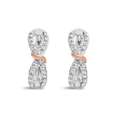 10K White and Rose Gold 1/3 Cttw Diamond Infinite and Ribbon Hoop Earrings (H-I Color, I1-I2 Clarity) - 0