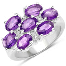3.05 Carat Genuine  Amethyst and White Topaz .925 Sterling Silver Ring-1