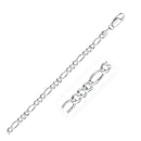 3.8mm 14k White Gold Solid Figaro Bracelet-1