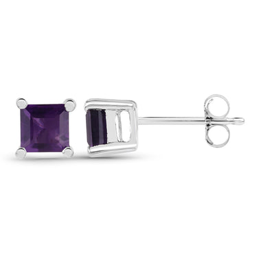 0.80 Carat Genuine Amethyst .925 Sterling Silver Earrings - 0