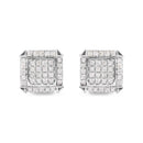 10K White Gold 1 1/10 Cttw Princess Diamond Composite and Halo Stud Earrings (I-J Color, I1-I2 Clarity)-1