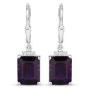 6.63 Carat Genuine Amethyst .925 Sterling Silver Earrings-1