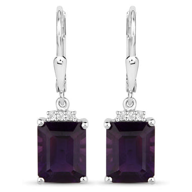 6.63 Carat Genuine Amethyst .925 Sterling Silver Earrings