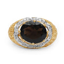 14K Yellow Gold Plated 4.73 Carat Genuine Smoky Quartz & White Topaz .925 Sterling Silver Ring-3