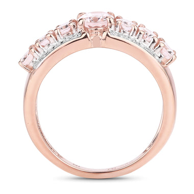 2.15 Carat Genuine Morganite and White Diamond .925 Sterling Silver Ring - 0