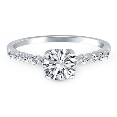 14k White Gold Diamond Engagement Ring with Shared Prong Diamond Accents - 0