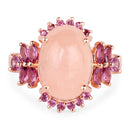 14K Rose Gold Plated 9.13 Carat Genuine Morganite and Rhodolite .925 Sterling Silver Ring-3