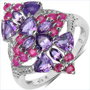 2.58 Carat Genuine Amethyst & Ruby .925 Sterling Silver Ring-1