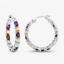 5.44 Carat Genuine Multi Stones .925 Sterling Silver Earrings-4