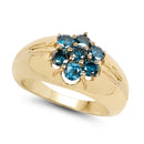 14K Yellow Gold Plated 0.98 Carat Genuine Blue Diamond .925 Sterling Silver Ring-2