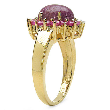 14K Yellow Gold Plated 5.07 Carat Genuine Ruby .925 Sterling Silver Ring - 0