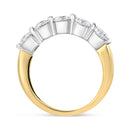 14K White and Yellow Gold 1 1/2 Cttw 2 Prong Cup Set Round-Cut Diamond 5 Stone Ring Band (H-I Color, SI2-I1 Clarity) - Ring Size 7-3