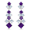 4.94 Carat Genuine Amethyst & Blue Topaz .925 Sterling Silver Earrings-2
