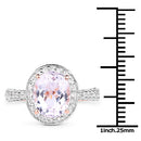 14K Rose Gold Plated 3.86 Carat Genuine Kunzite and White Zircon .925 Sterling Silver Ring-2